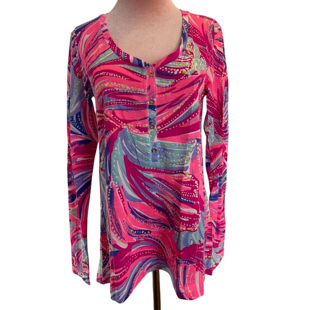 NWOT Lilly Pulitzer SORELLA Hi-Lo Henley Top Long Sleeve Pima Cotton PERU S
